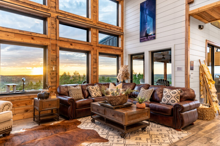 Photography of luxury cabin living room interior in Broken Bow, OK