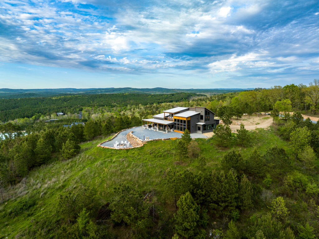 Drone photography of luxury cabin exterior in Broken Bow, OK