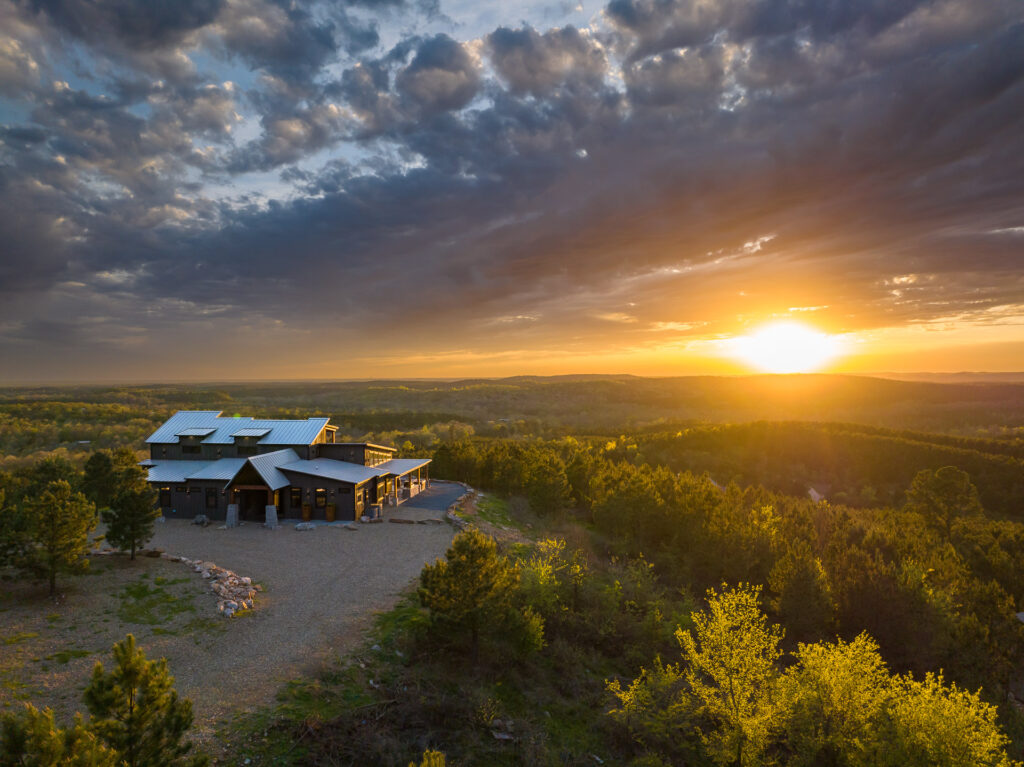 Drone photography of luxury cabin exterior in Broken Bow, OK