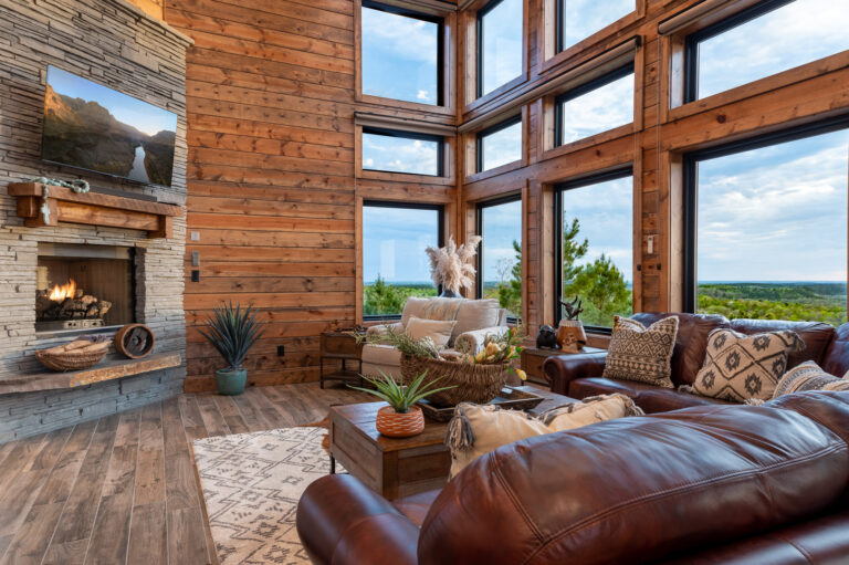 Photography of luxury cabin living room interior in Broken Bow, OK